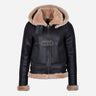 VELSERA Women's Sheepskin Jacket with Hood Brown