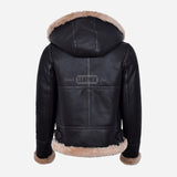 VELSERA Women's Sheepskin Jacket with Hood Brown