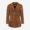 EVOKE Women's Suede Fringe Jacket