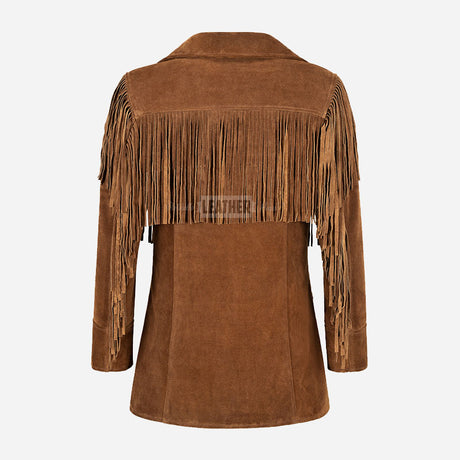 EVOKE Women's Suede Fringe Jacket