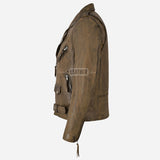 BRUZE Classic Leather Biker Jacket Dirty Brown
