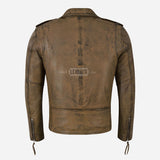 BRUZE Classic Leather Biker Jacket Dirty Brown