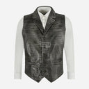 VÉRNO Men's Croc Print Leather Waistcoat
