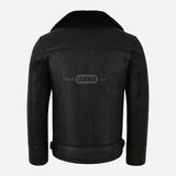 NORTHDALE Men's Black Sheepskin Aviator Jacket