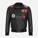 TOP GUN Men's Leather Bomber Jacket