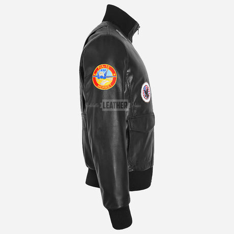 TOP GUN Men's Leather Bomber Jacket
