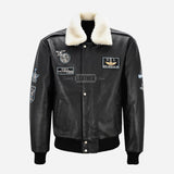 OZZY G1 Cow Leather Bomber Jacket with Fur Collar