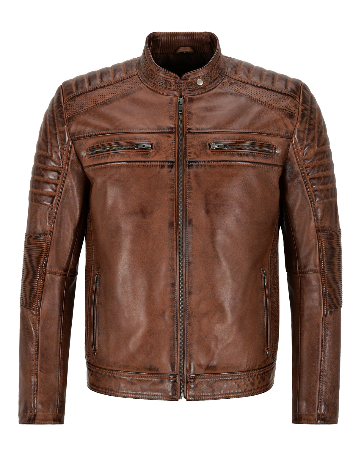 BRAVIK Men's Leather Jacket in Chestnut