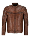 BRAVIK Men's Leather Jacket in Chestnut