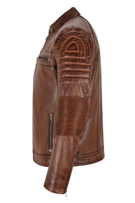 BRAVIK Men's Leather Jacket in Chestnut