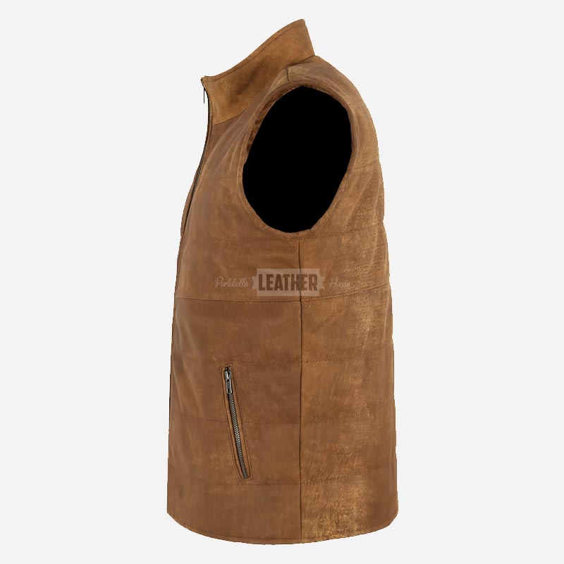 DOFF Men's Quilted Leather Gilet