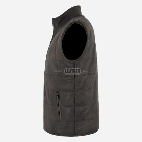 DOFF Men's Quilted Leather Gilet