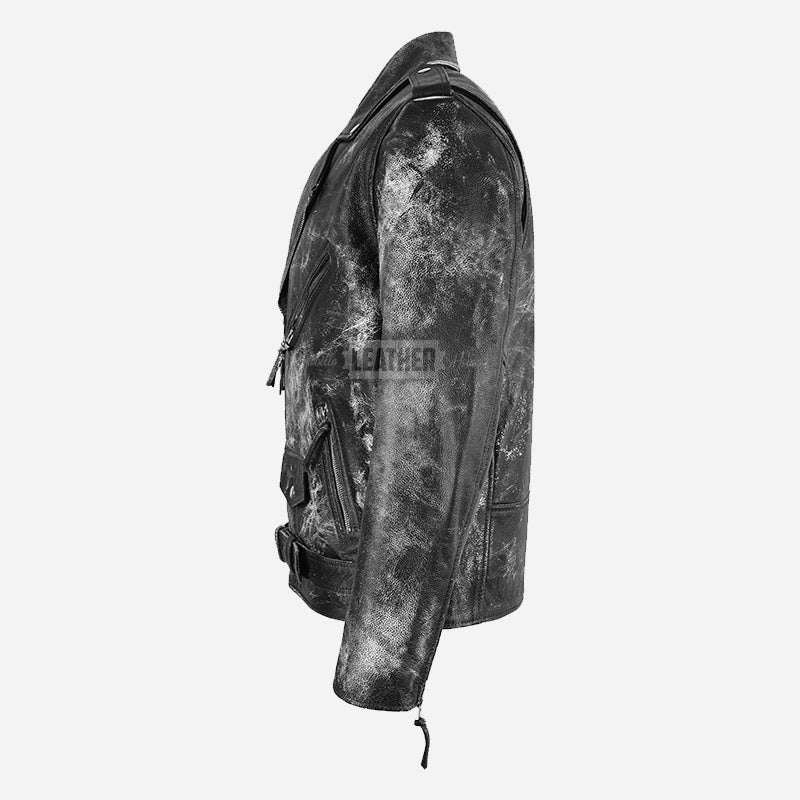 KRUZE Men’s Vintage Leather Biker Jacket