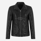DALRAY Black Collared Leather Jacket for Women