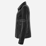 DALRAY Black Collared Leather Jacket for Women