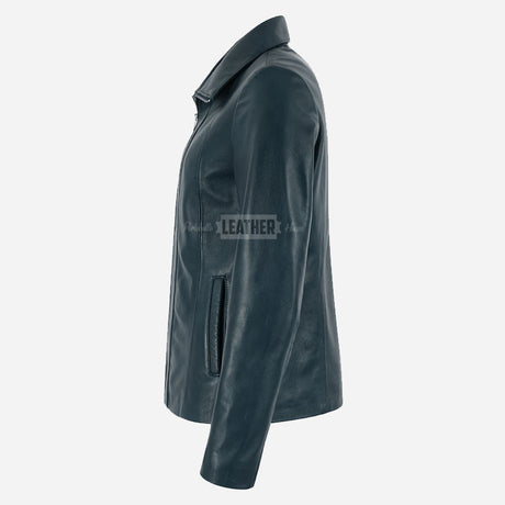 DALRAY Women's Collared Leather Jacket