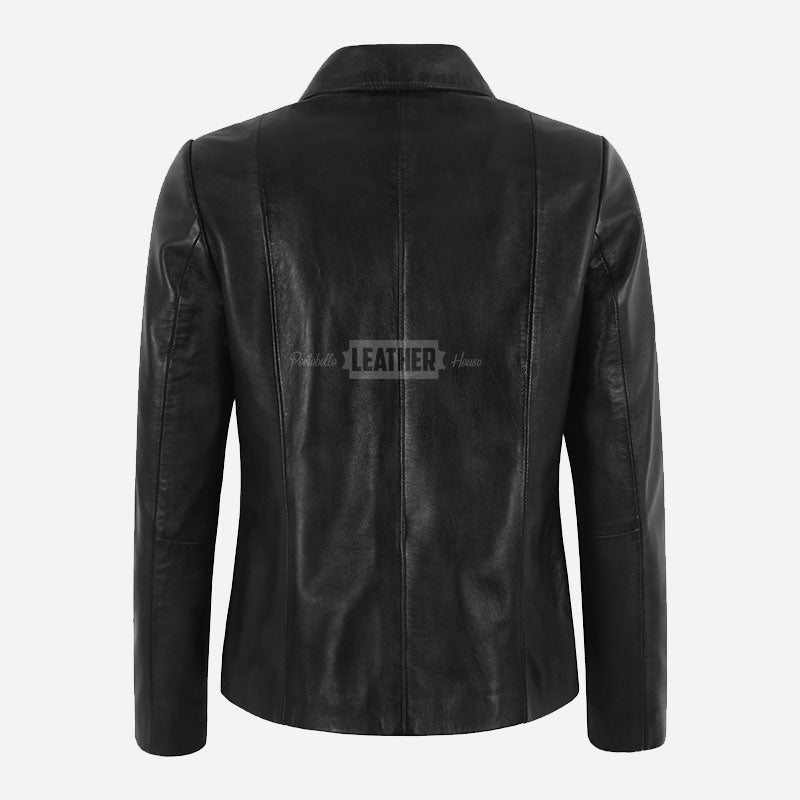 DALRAY Black Collared Leather Jacket for Women