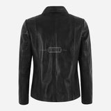 DALRAY Black Collared Leather Jacket for Women