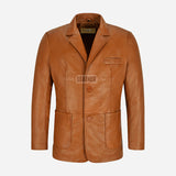 TYREN Men's Leather Blazer Tan