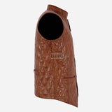 PETRICK Mandarin Collar Quilted Leather Waistcoat