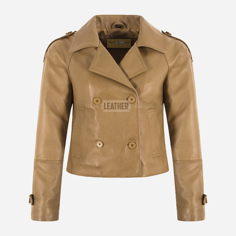 HEWIT Women’s Cropped Leather Blazer