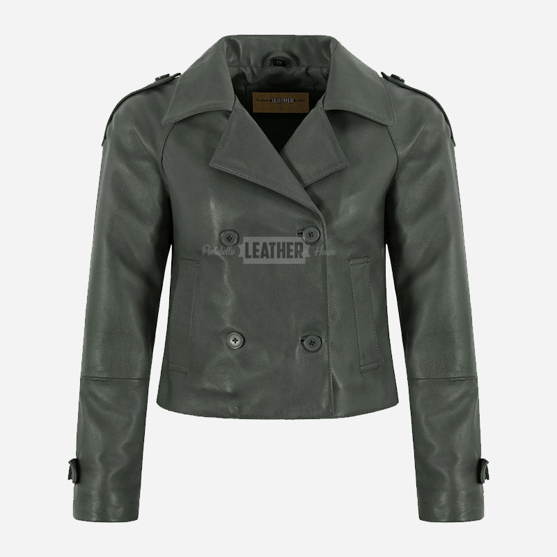 HEWIT Women’s Cropped Leather Blazer