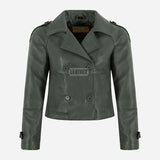 HEWIT Women’s Cropped Leather Blazer