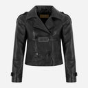 HEWIT Black Cropped Leather Blazer