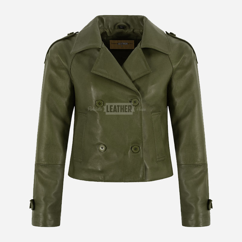 HEWIT Women’s Cropped Leather Blazer