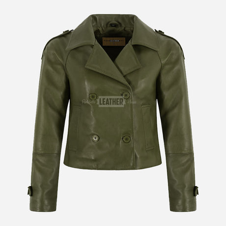 HEWIT Women’s Cropped Leather Blazer