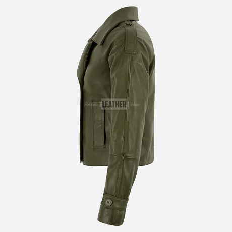 HEWIT Women’s Cropped Leather Blazer