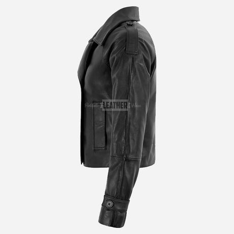 HEWIT Black Cropped Leather Blazer