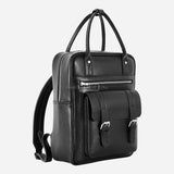 Unisex Black Leather Backpack Laptop Bag