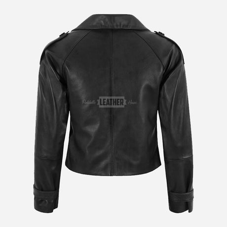HEWIT Black Cropped Leather Blazer