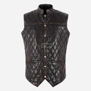 PETRICK Mandarin Collar Quilted Leather Waistcoat