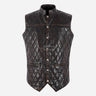 PETRICK Mandarin Collar Quilted Leather Waistcoat