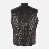 PETRICK Mandarin Collar Quilted Leather Waistcoat