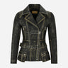 NAYSI Women Belted Leather Biker Jacket