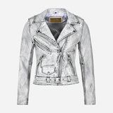 SYSSA Women’s Leather Biker Jacket White