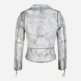 SYSSA Women’s Leather Biker Jacket White