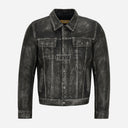 JAXLEY Leather Trucker Denim Jacket for Men