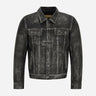 JAXLEY Leather Trucker Denim Jacket for Men