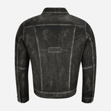 JAXLEY Leather Trucker Denim Jacket for Men