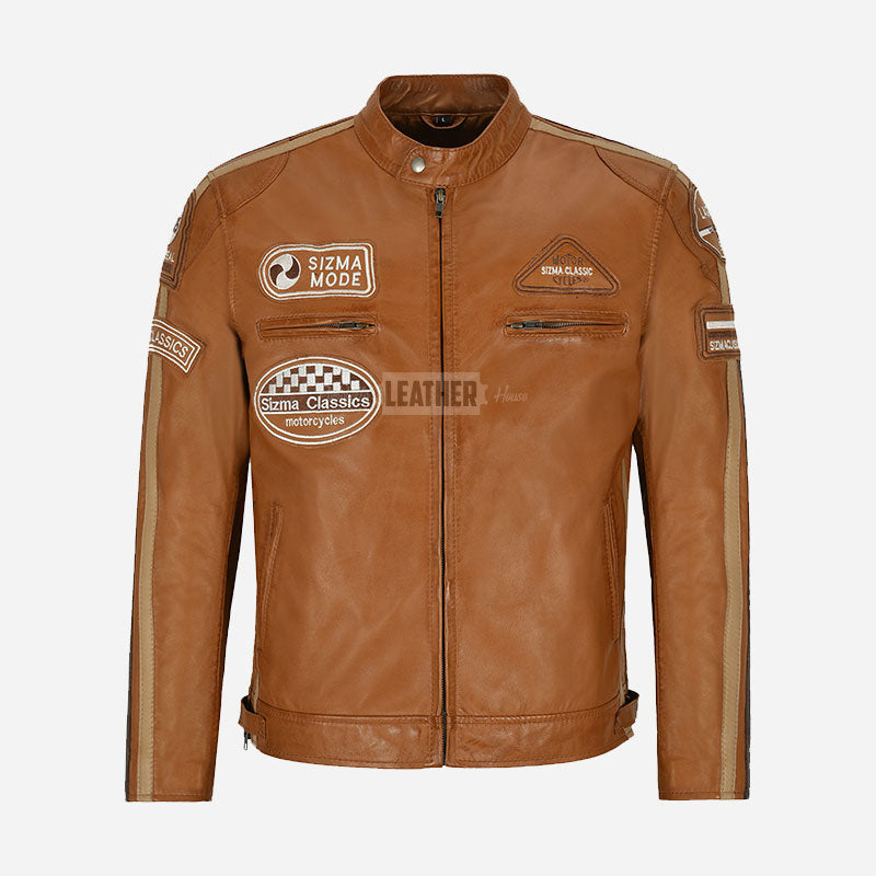 ASTRYX SIZMA Style Leather Racer Jacket