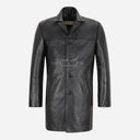 RANIER Men's 3/4 Length Leather Overcoat
