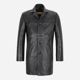 RANIER Men's 3/4 Length Leather Overcoat