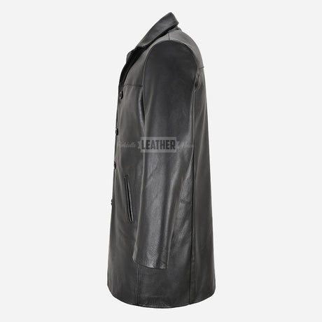 RANIER Men's 3/4 Length Leather Overcoat