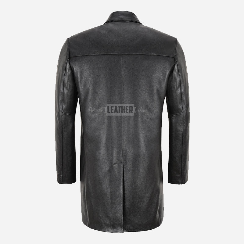 RANIER Men's 3/4 Length Leather Overcoat