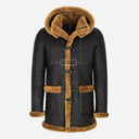 SELVADO Men's Brown Sheepskin Duffle Coat