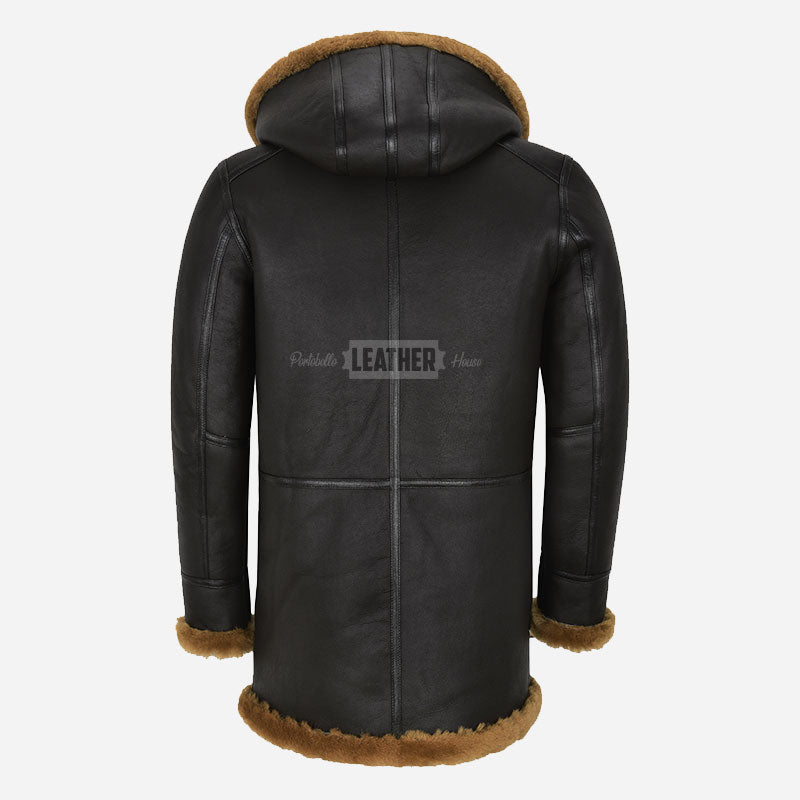SELVADO Men's Brown Sheepskin Duffle Coat
